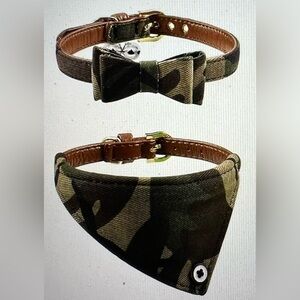 2PCS Bow Tie Dog Collar and Bandana Set for Small Dogs and Puppies